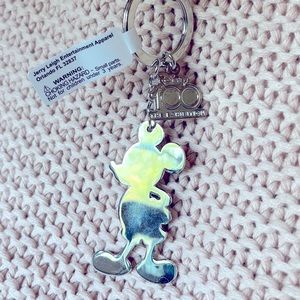 Disney 100 The Exhibition Mickey Mouse Archives metal silver silhouette keychain